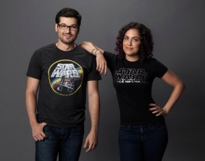 Star Wars fans and Internet personalities Andi Gutierrez (right) and Anthony Carboni (left) prepare to give the world a sneak peek at the new Star Wars: The Force Awakens products in the first-ever global live toy unboxing, which they will host from YouTube Space Los Angeles Sept. 2-3, 2015. The epic live steam event will kick off at 7:45 a.m. NSW in Sydney, Australia on Sept. 3 and will roll around the world leading to 'Force Friday’ on Sept. 4, 2015, when merchandise from the new film will be available at retailers. Maker Studios talent will unbox new products live from 15 cities during the 18-hour YouTube event. Tune in at YouTube.com/StarWars beginning at 5:30 p.m. EDT, Sept. 2. (Photo credit: Kevin Lynch for Disney Consumer Products)