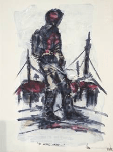 Thando Ngwenya, Writer’s workshop , mixed media on paper