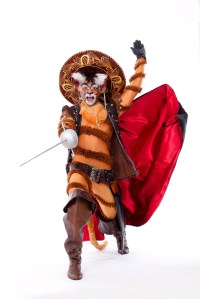 Rory Booth as Puss in Bots. Photo: Val Adamson