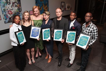 2015_ImpACT_Awards_winners-_Lindiwe_Maxolo,_Jessica_Denyschen,_POPArt,_Laurie_van_Heerden,_Letlhogonolo_Nche_and_Benon_Lutaaya._Pic_John_Hogg