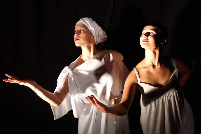 Eurycleia (Holly Armstrong) and Penelope (Nicola Oelofse) 2