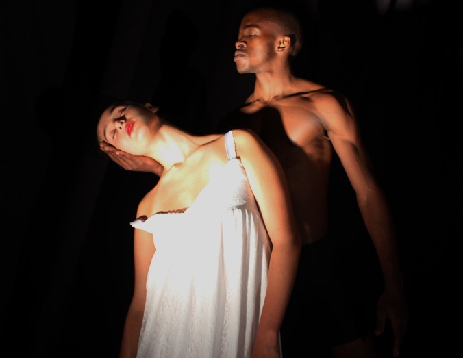 Penelope (Nicola Oelofse) and Odysseus (Bonwa Mbontsi) 1