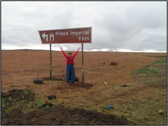 Glenn Flanagan with the sign to the monument
